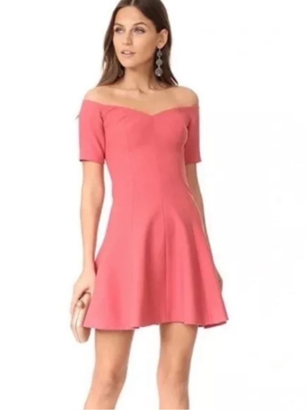 NWT cinq a sept “Kenna” Off-Shoulder Fit & Flare Mini Dress in Baroque Rose